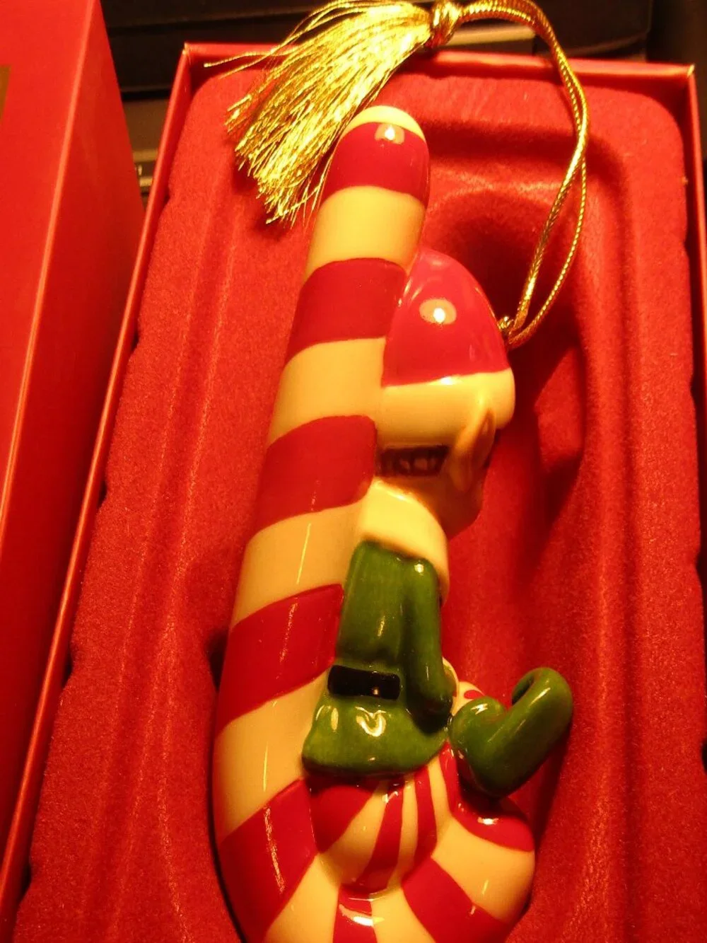 Lenox 896933 New in Box Porcelain CHRISTMAS ELF ON CANDY CANE ORNAMENT 2024